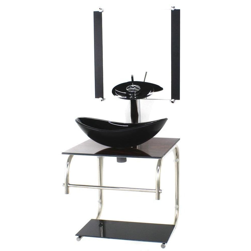 Gabinete De Vidro Cuba Oval 40Cm Inox Madeira Nogueira