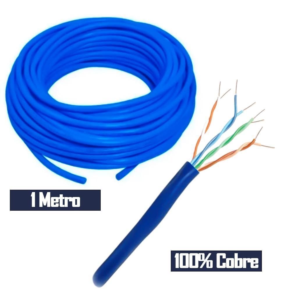 Metro De Cabo De Rede Cat6 Utp 4P Totalmente Cobre Wec Azul