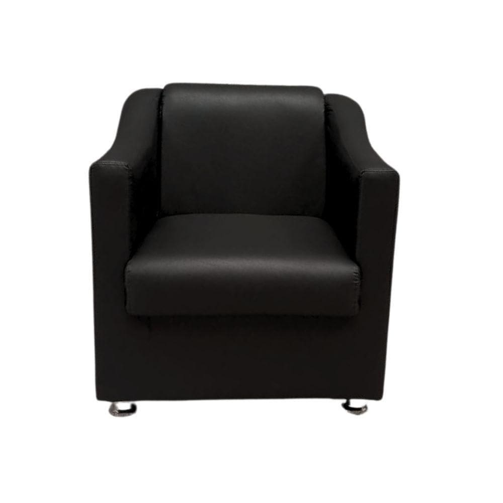 Poltrona Decorativa Sofia Para Recepção Salão Consultório Corino Corano Preto