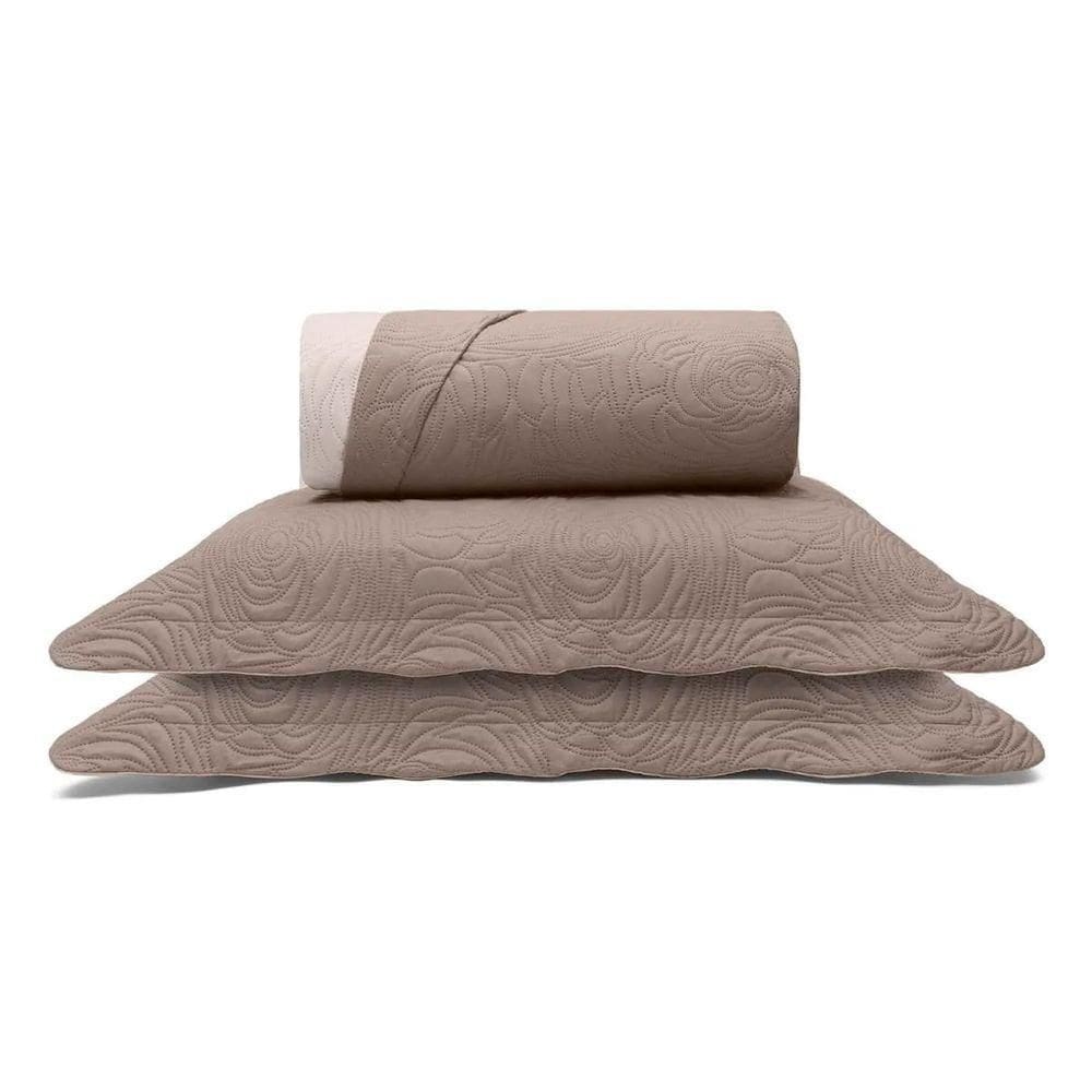 Kit Colcha Buettner King Microfibra 100% Poliéster Matelassê Sem Costura Metrópole Maya 3 Peças Bege