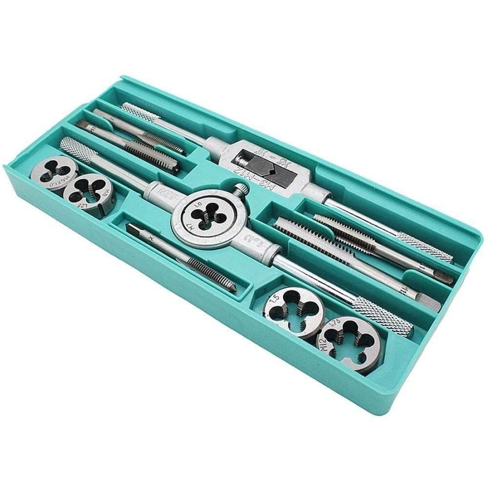 Jogo Tarracha Cossinete Macho Femea Kit 12 Peças Pente Abre Rosca Aco Madeira Aluminio Profissional