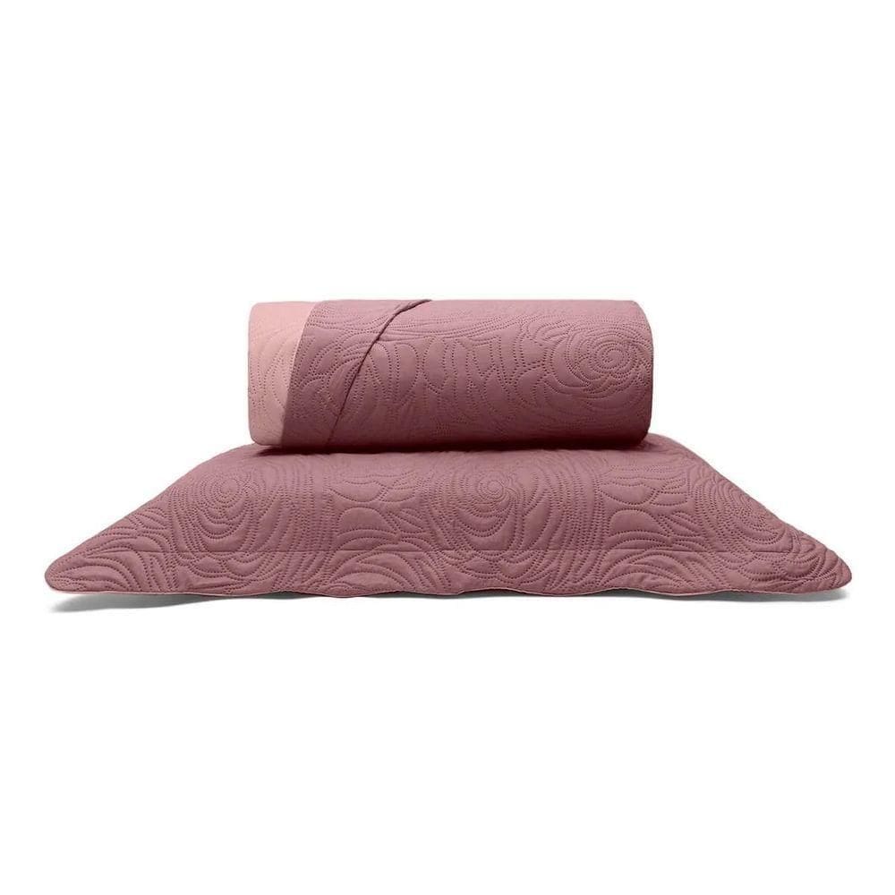 Kit Colcha Buettner Solteiro Microfibra 100% Poliéster Matelassê Sem Costura Metrópole Maya 2 Peças Rose