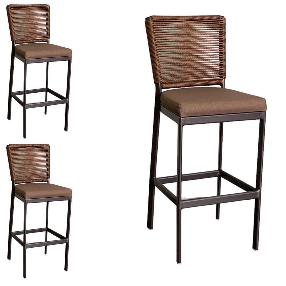 Kit 3 Banqueta Banco Estilo Industrial Para Balcão Moderna Marrom