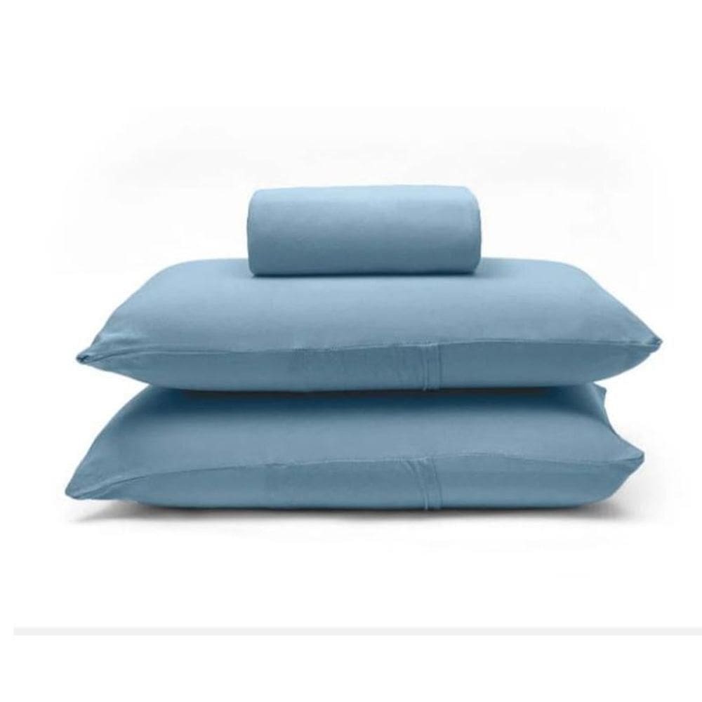 Jogo De Cama Buettner King Malha 100% Algodão Basic Liso 3 Peças Jeans