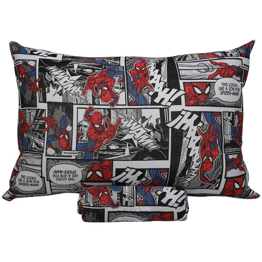 Jogo De Cama Portallar Solteiro Malha Mista Estampado Disney Marvel Spider Cartoon 2 Pçs Preto