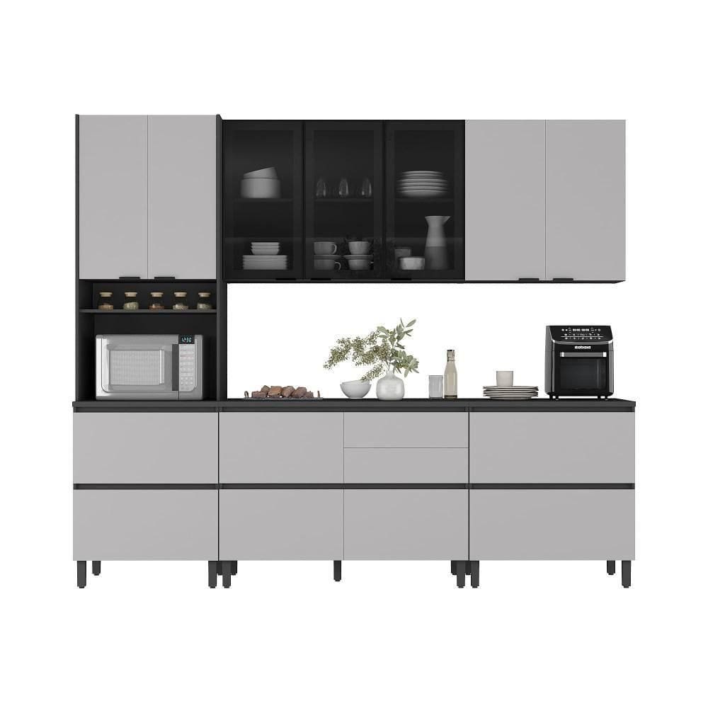 Cozinha Completa Itatiaia Lumina 270cm Em Madeira Mdf Grafite/fendi