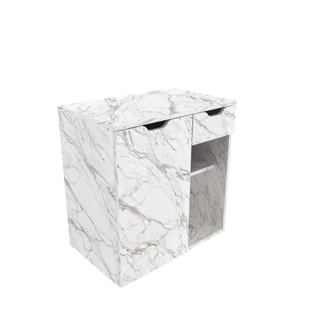 Balcão Gabinete para Banheiro Suspenso 60cm com 1 Gaveta e 1 Porta BN3605 Mármore Branco  - Tecno