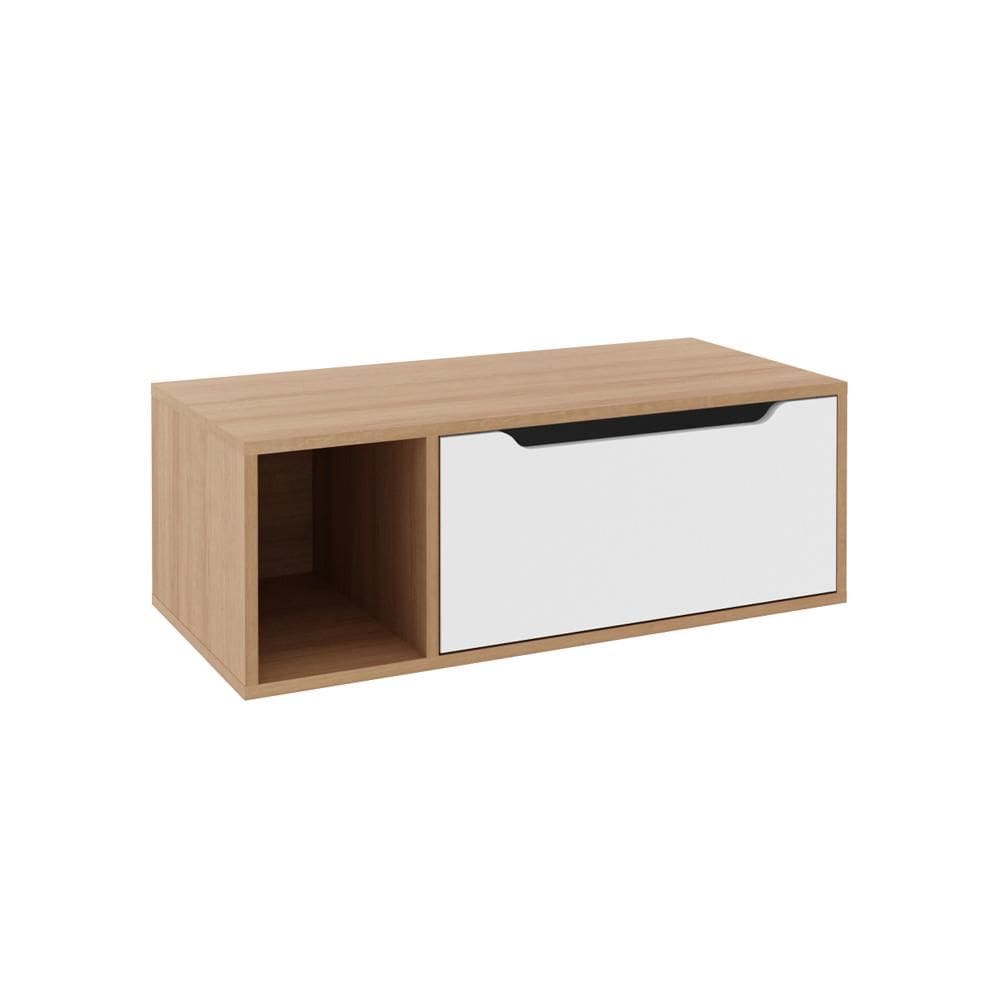 Balcão para Banheiro 80cm com 1 Porta e Nicho BN3644 Amêndo/Branco - Tecno