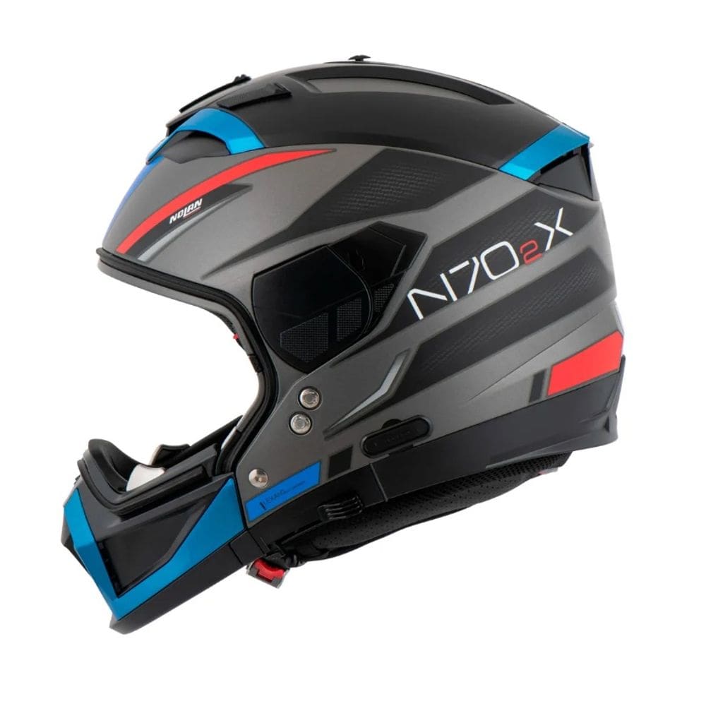 Capacete Nolan N70-2x Earthquake Preto/Azul/Vermelho (48) 58