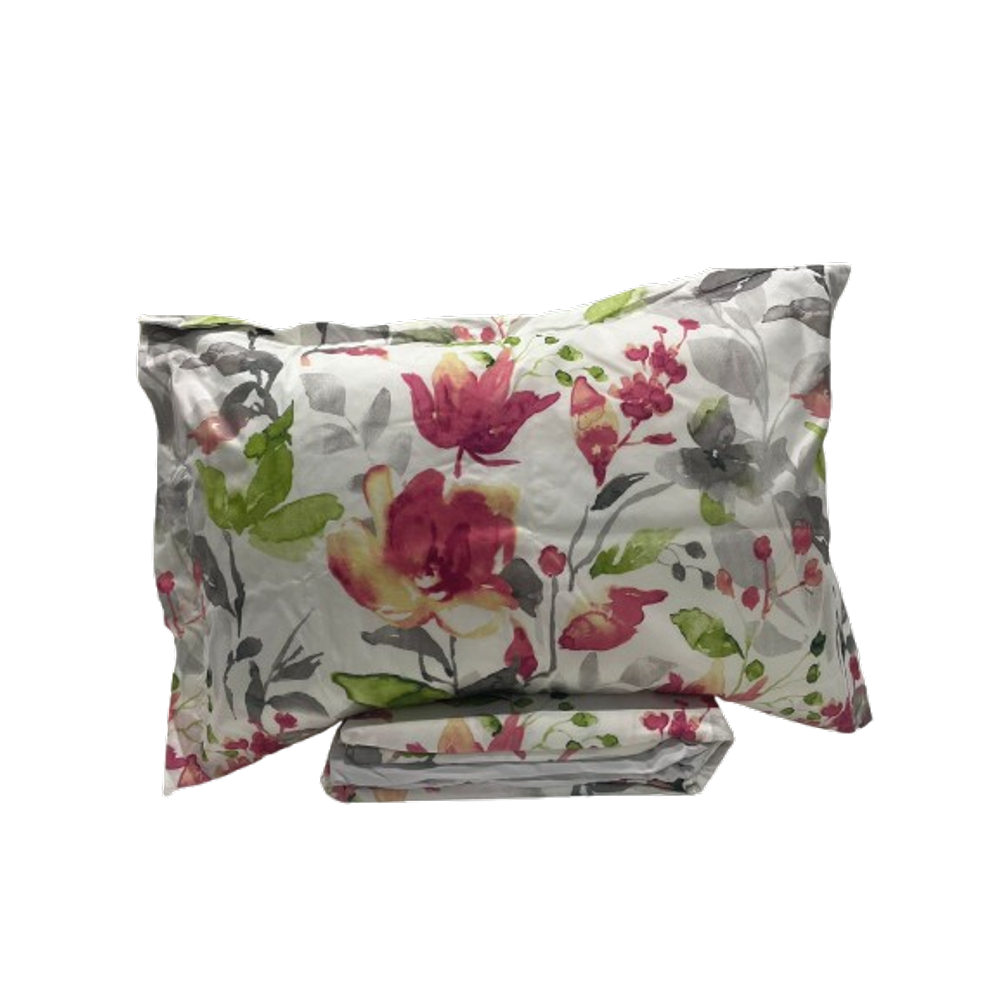 Jogo de Cama Queen Micropercal 04 Peças Casa Haus - Flores Cinza