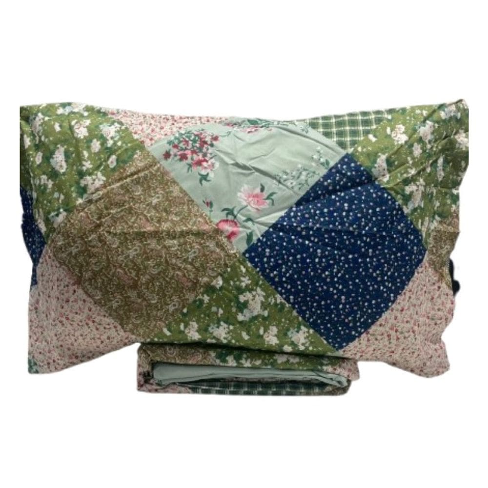 Jogo de Cama Queen Micropercal 04 Peças Casa Haus - Patchwork Verde