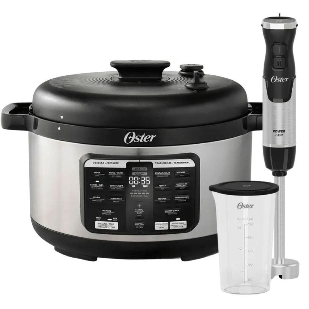 Kit Mixer Power Black Inox E Panela Multifunções 5,7L Oster 110V