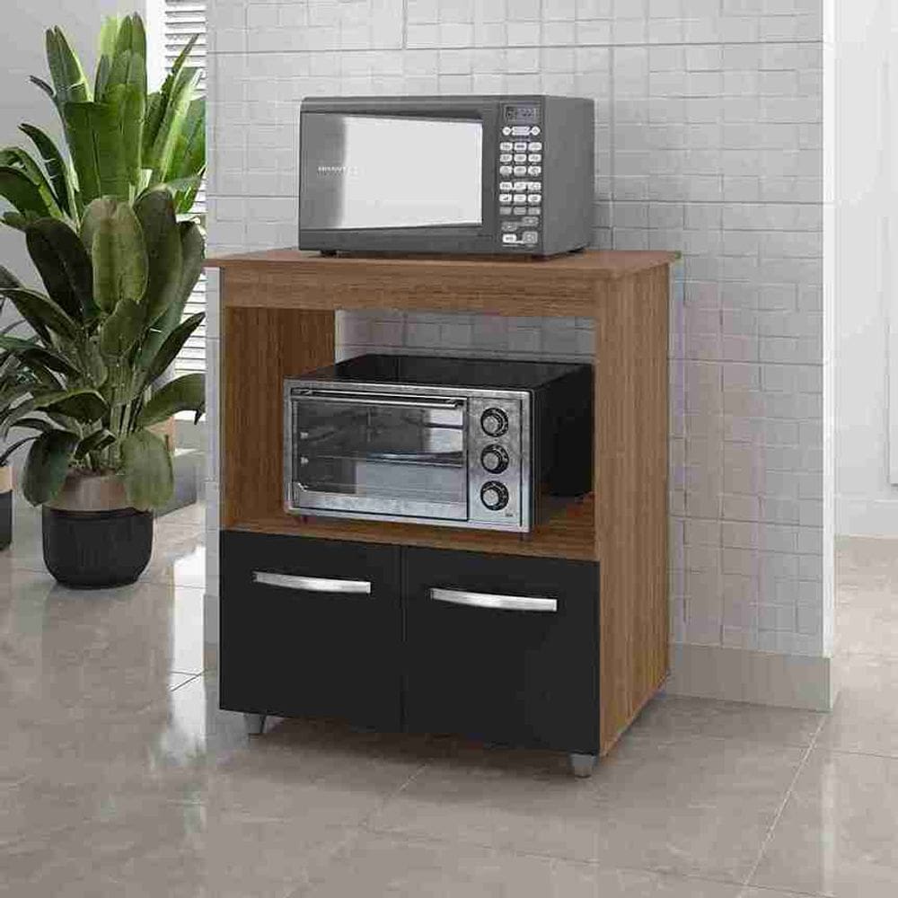 Balcão Multiuso Para Forno e Microondas Angela - Savana/Preto