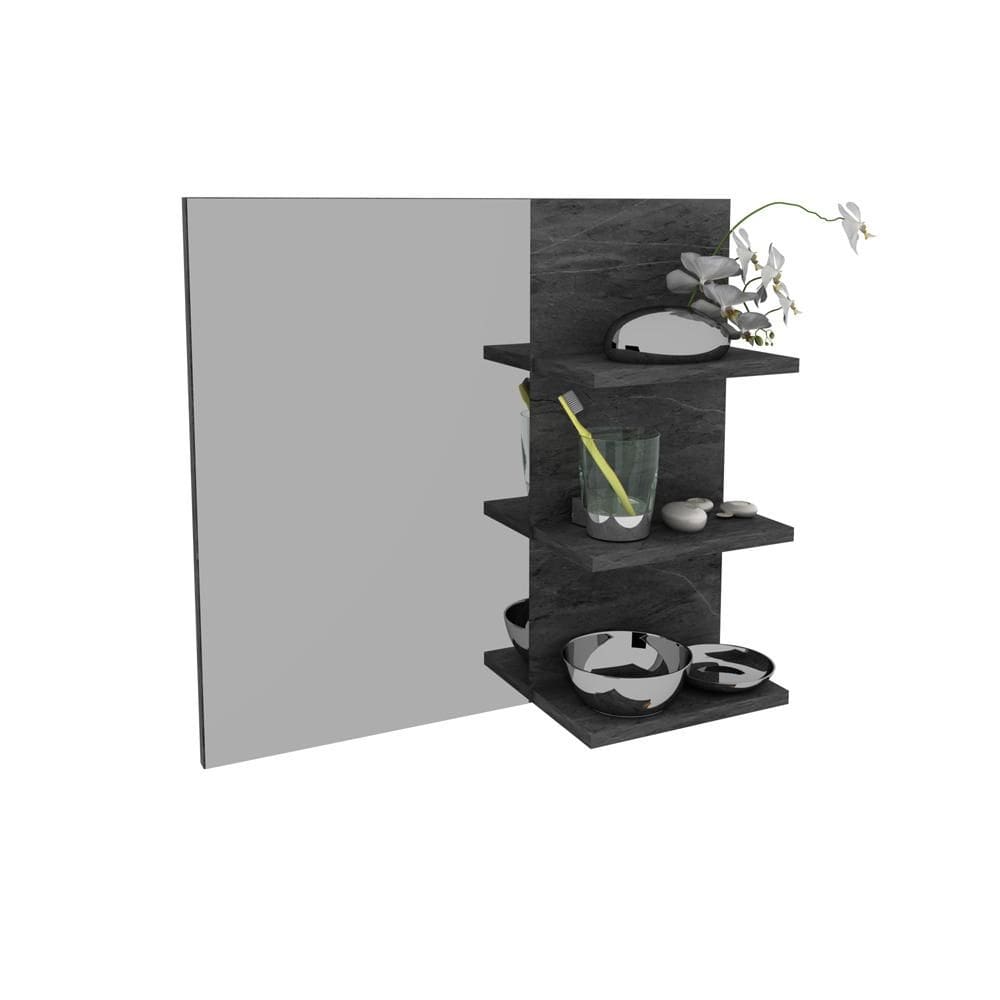 Espelheira Suspensa para Banheiro 60cm com 3 Prateleiras BN3608 Mármore Lunar - Tecno