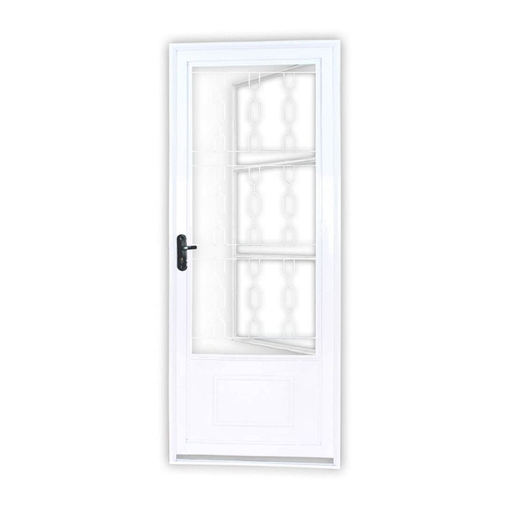Porta de Aço Postigo 215x85cm com Grade Elo Minas Sul MGM Branco
