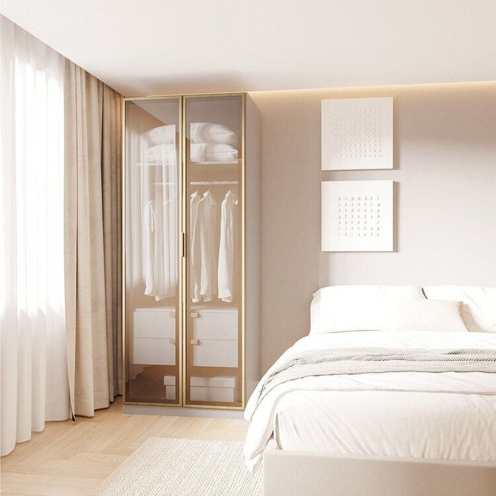 Guarda-roupa Modular 80cm com Portas Reflecta e Gaveteiro Jade Cabecasa Madeiramadeira Cinza Urbano