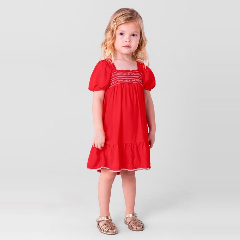 Vestido Infantil Menina Vermelho Mundi