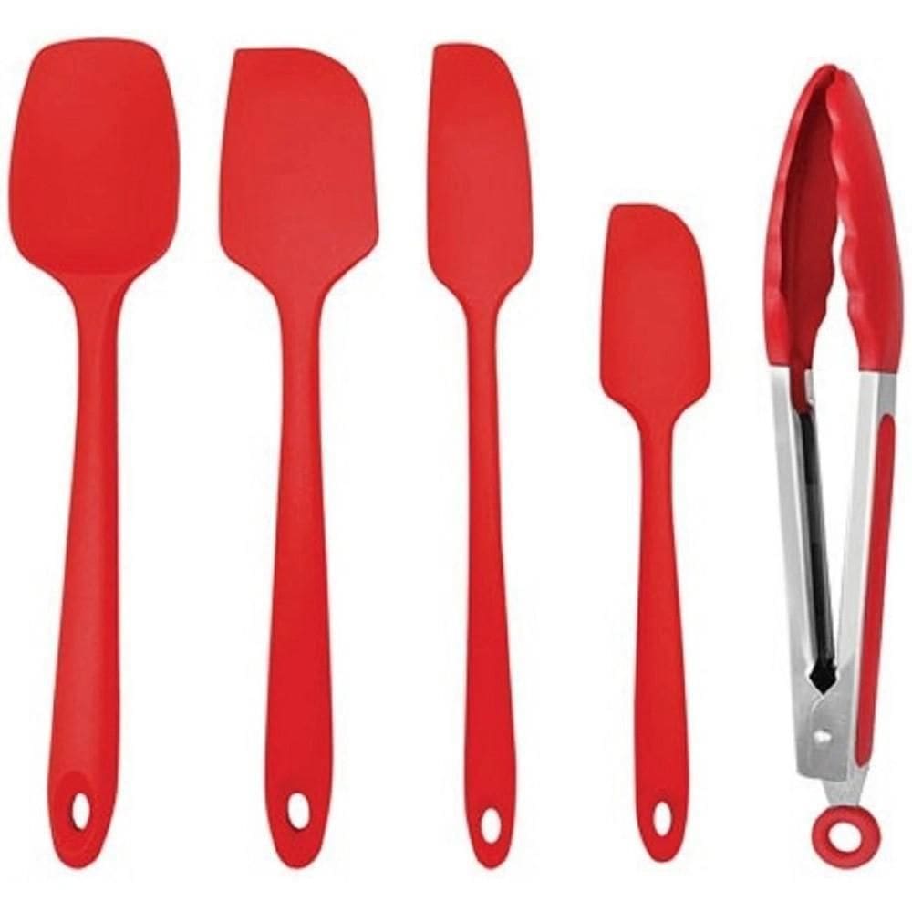 Espátula e Pegador Silicone 05 Peças Vermelho