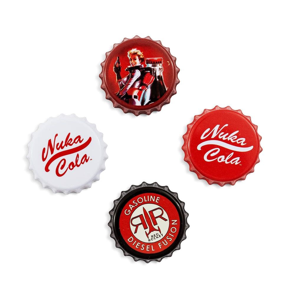 Conjunto magnético JUST FUNKY Fallout Nuka-Cola com tampa de garrafa x4