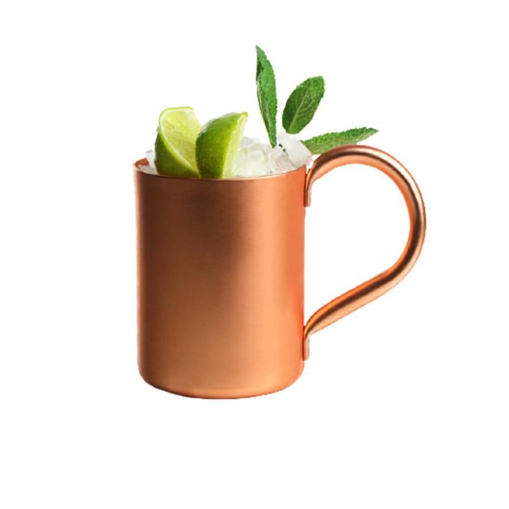 Caneca Rose Gold Moscow Mule Em Aluminio Com Alca Tubo 500Ml