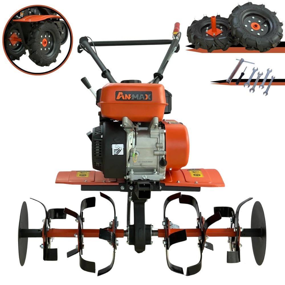 Motocultivador Tratorito À Gasolina Anmax MT-170G 4T 208cc 7HP Profissional Com 24 Lâminas Cultivadoras Para Remexer e Afofar o Solo Para Cultivo