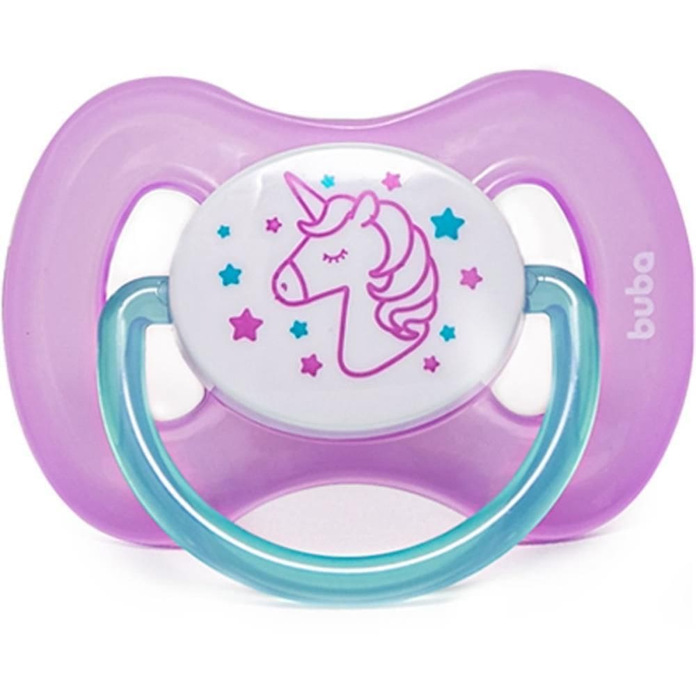 Chupeta Comfort Silicone T1 Unicorn Noite Rosa - Buba