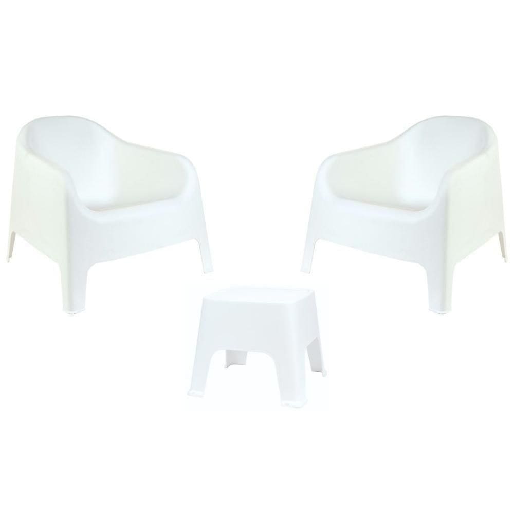 Kit 2 Poltronas Skarpo + Mesa Sunset - Branco Branco