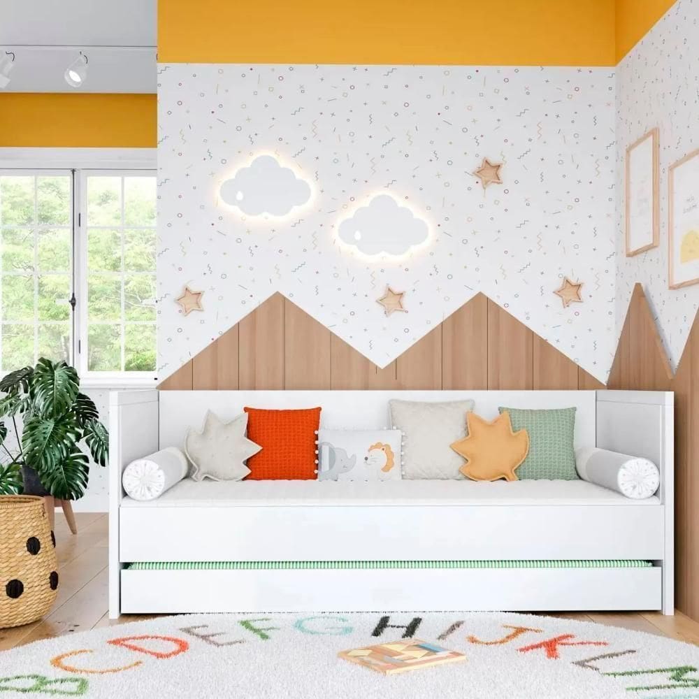 Cama Babá Infantil Moderna Coleção Wood Divicar Branco