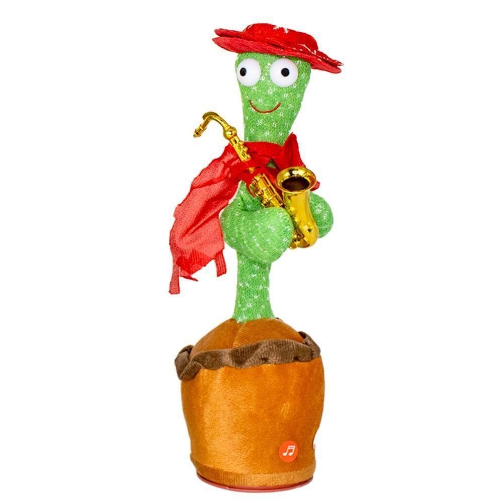 Cacto Dançante Musical Falante Dança Repete Brinquedo Usb Modelo Saxofone