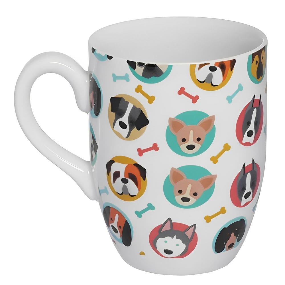 Caneca em Porcelana Dogs  Colorida 350ml