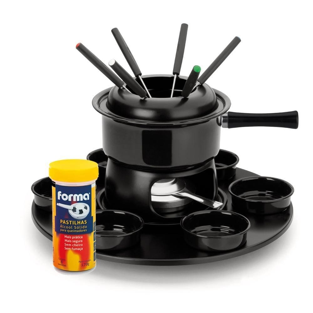 Conjunto Fondue 17 Peças Carrousel Giratório + 8 Acendedores