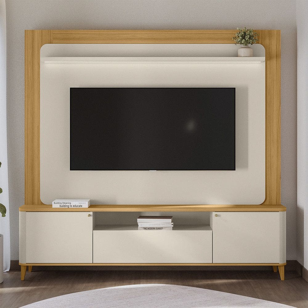 Estante Home para TV até 70 Polegadas com LED 3 Portas com Pés Munique Linea Brasil