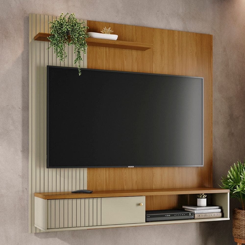 Painel Frisado para TV até 65 Polegadas 1 Porta Aurora Madetec