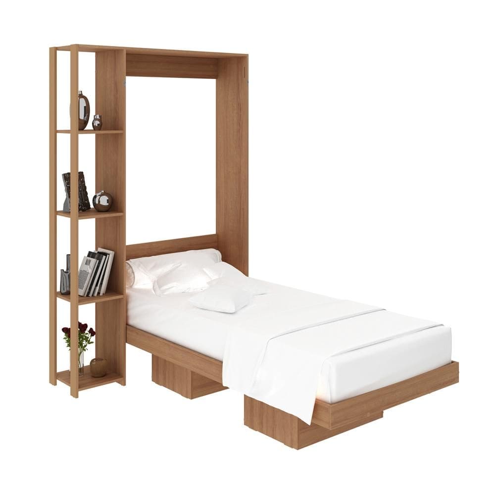 Cama Articulada de Solteiro com 4 Prateleiras e 2 Nichos CM8013  Amêndoa - Tecno