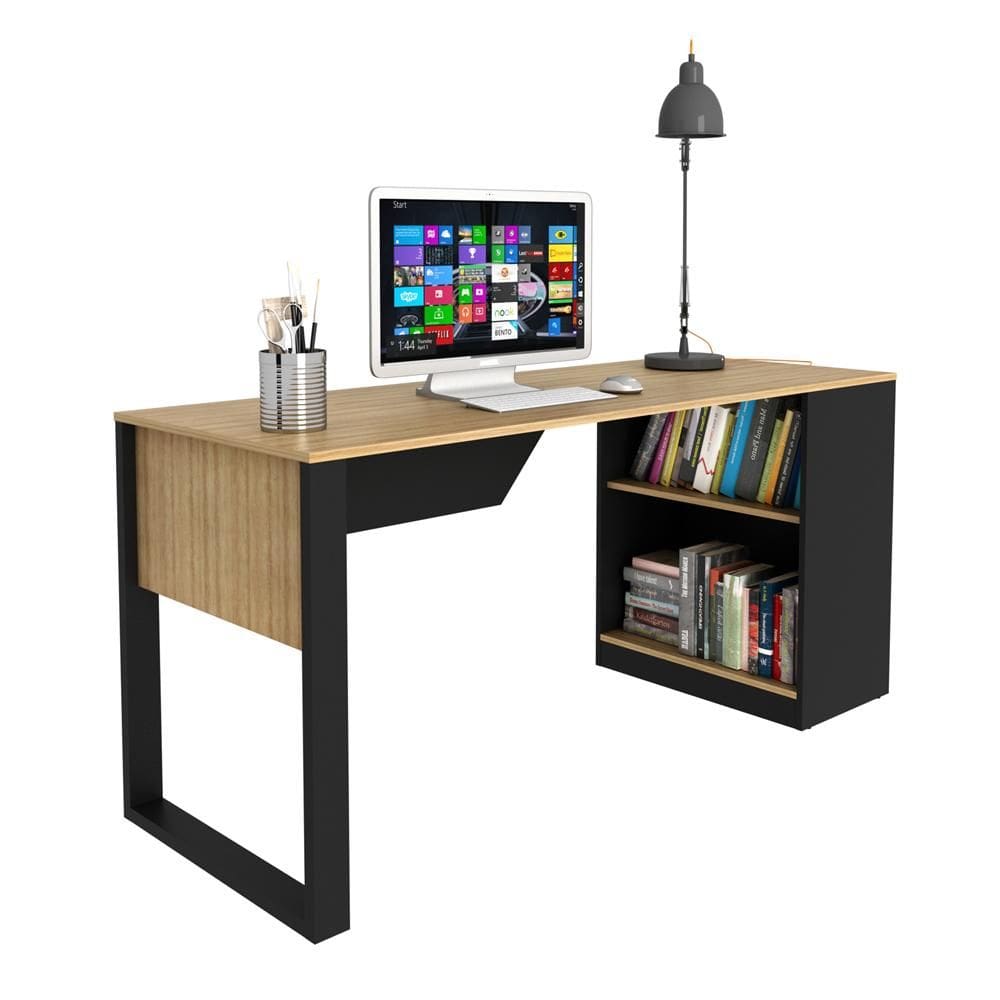 Mesa para escritório ME4182 Amêndoa/Preto - Tecno