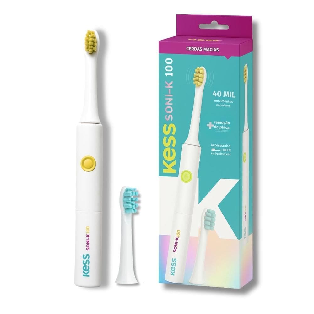 Escova Dental Elétrica e Refil Extra Kess Belliz Soni-K100 Cod. 2525