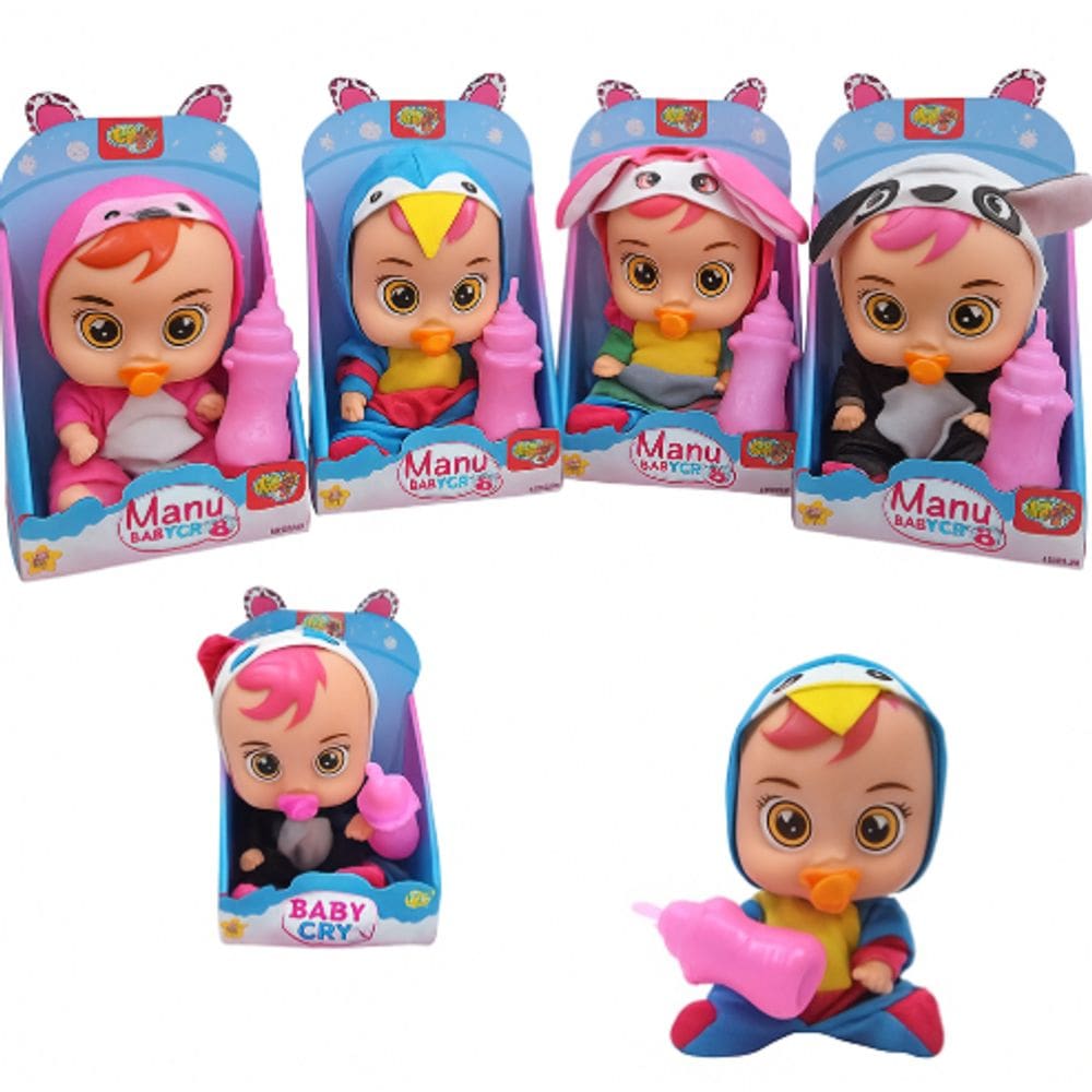 Boneca Manu Baby Cry Com Som E Chora De Verdade Com Mamadeira