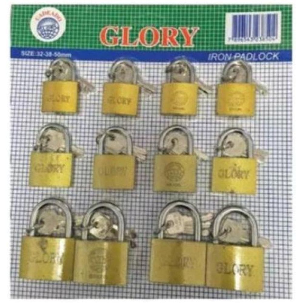 12 Peças Cadeado Pequeno 25/32 E 38Mm Cartela Cadeado Glory