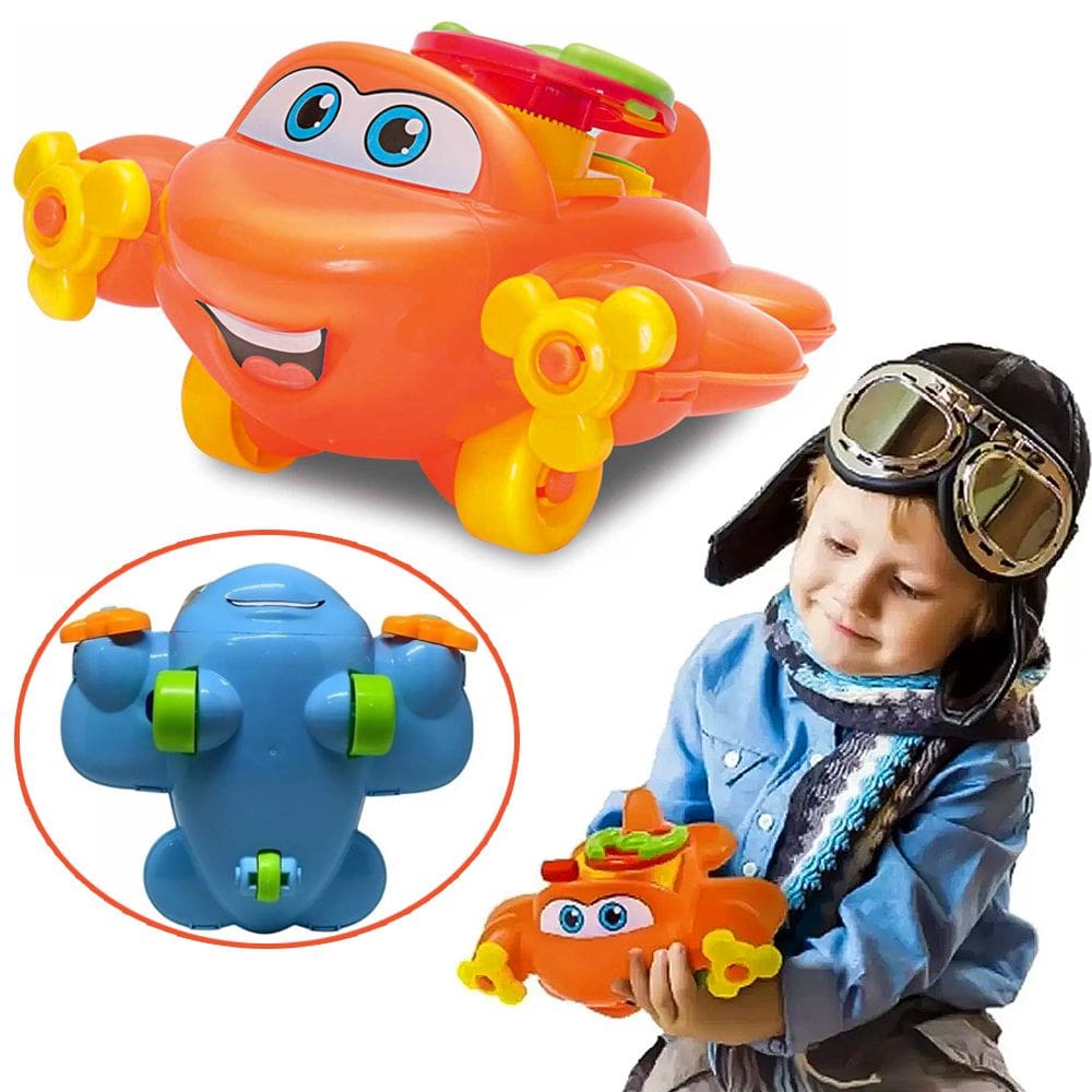 Brinquedo Infantil Didático Avião Baby Plane Faz Crec Crec