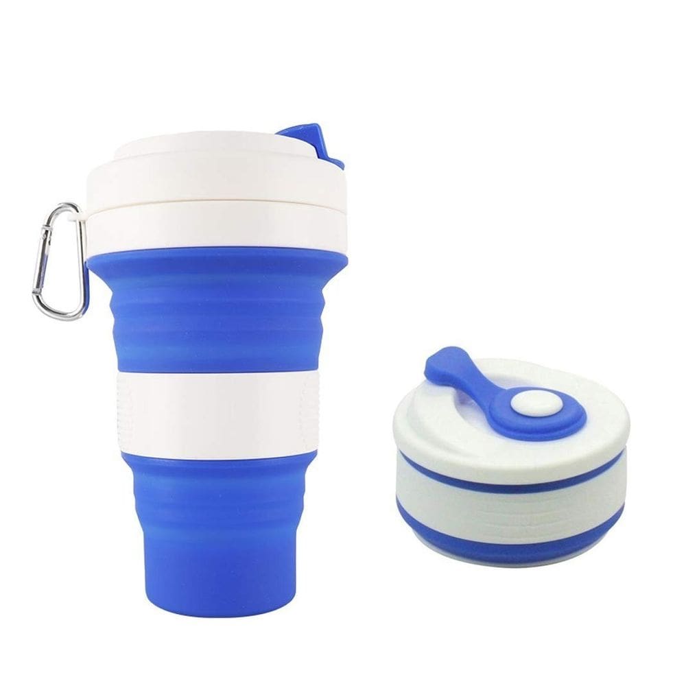 Copo Ecologico Retratil Silicone Grande Dobravel 550ml Cor:Azul