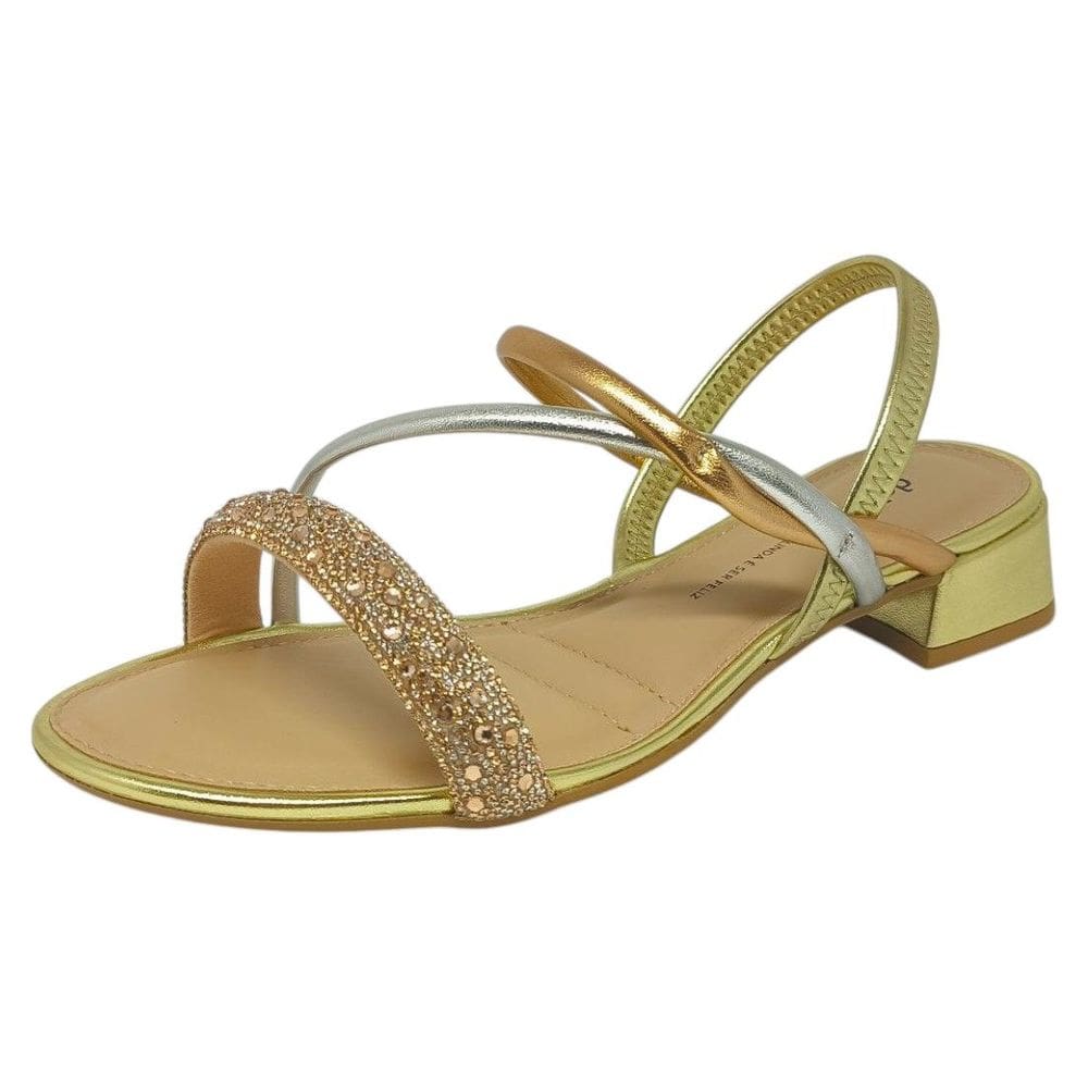 Sandália Feminina Salto Baixo Tira Strass Brilhante Dakota