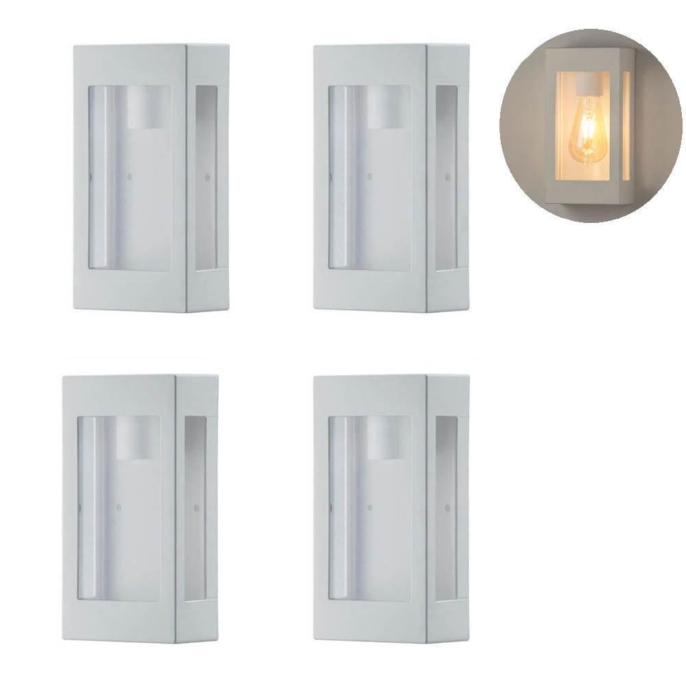 Kit 4 Arandela Externa Retro Retangular Branca E27 Zan89