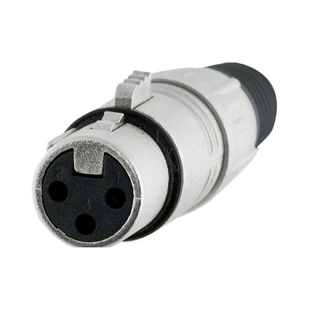 Conector Xlr Hx001f Fêmea 3 Pólos Niquelado Prata - Ac3083u