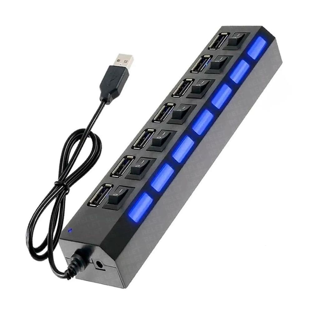 Hub Usb 2.0 Adaptador 7 Portas Pc Extensão Com Fonte Bivolt