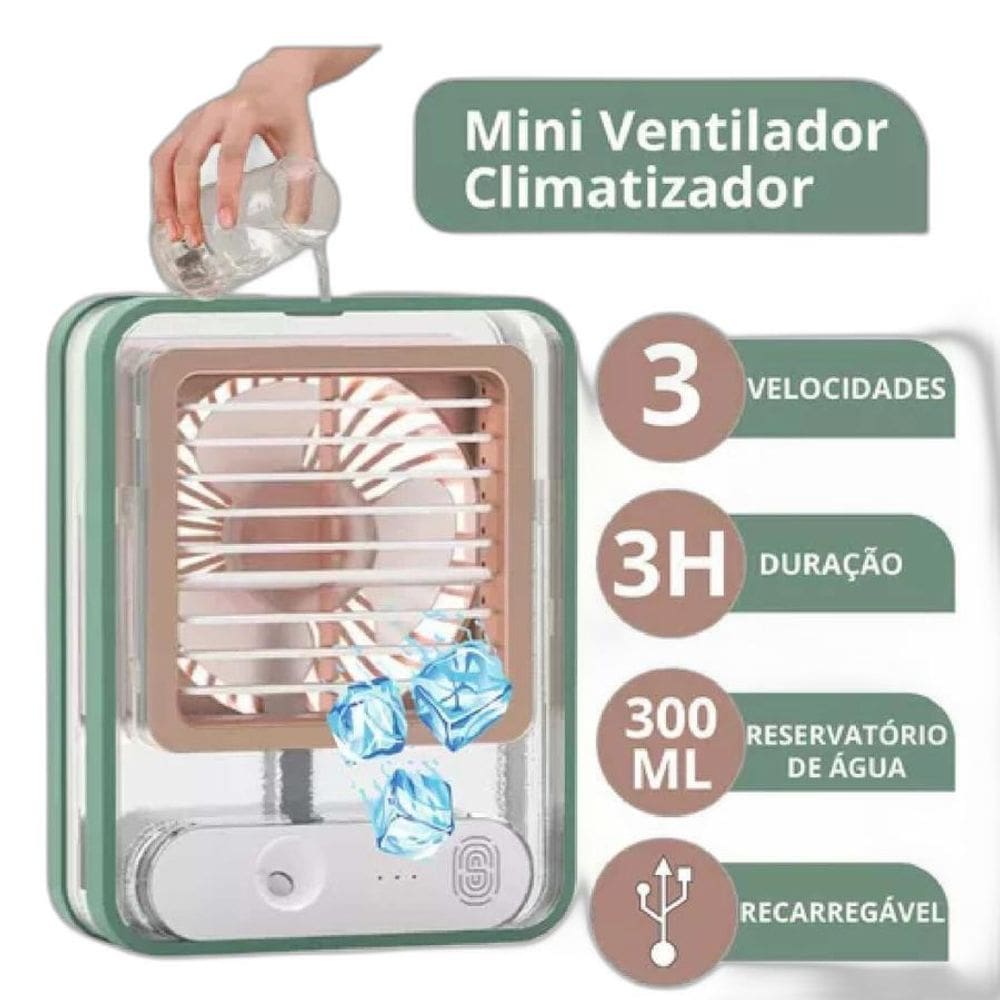 Ventilador Umidificador Recarregável 3 Velocidades VALECOM