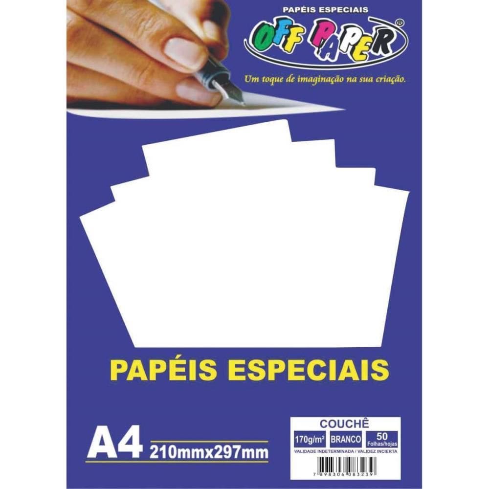 Papel A4 Couchê Branco 170g 50fls - Off Paper