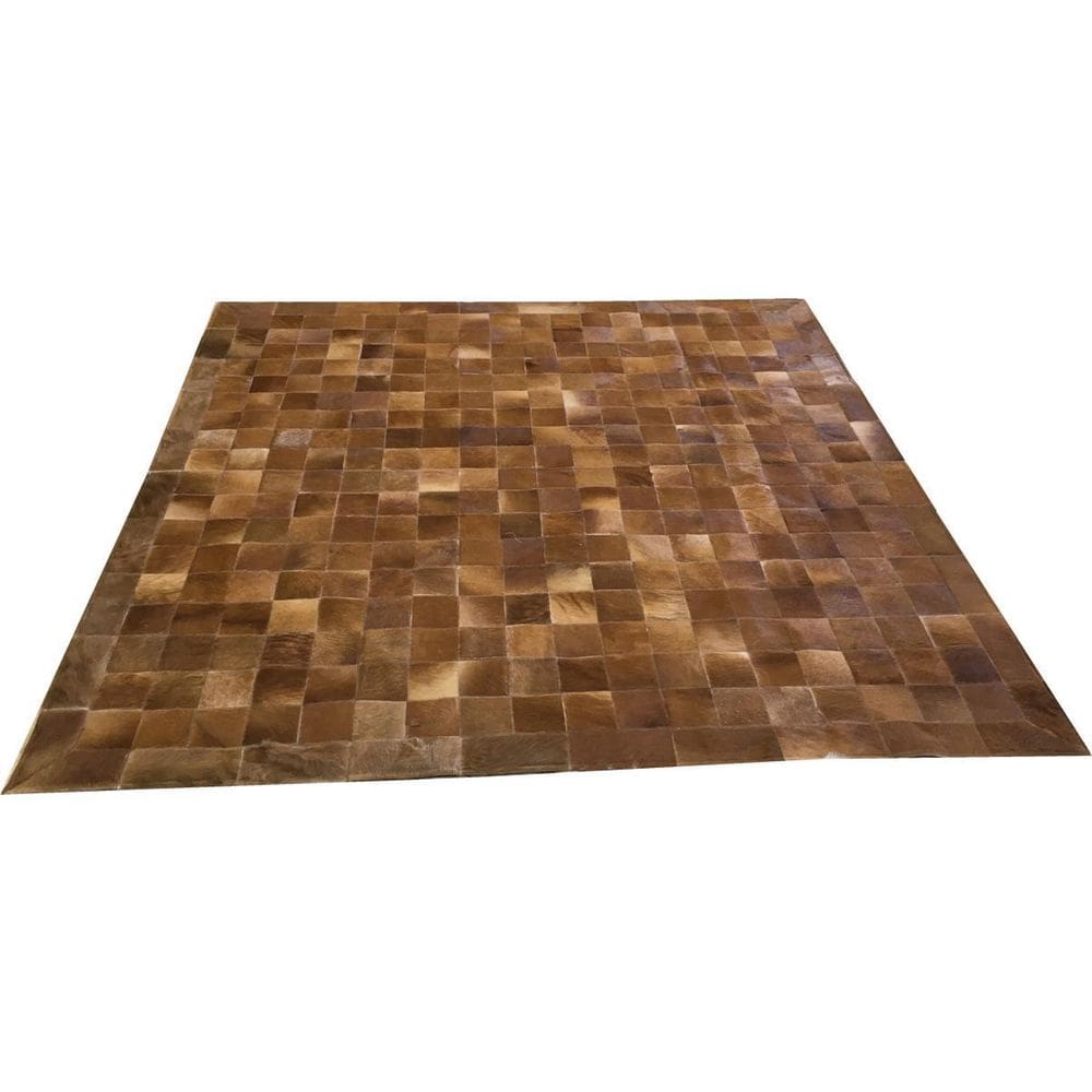 Tapete De Couro Castanho 2,00X2,00 Com Borda Peça 10X10Cm