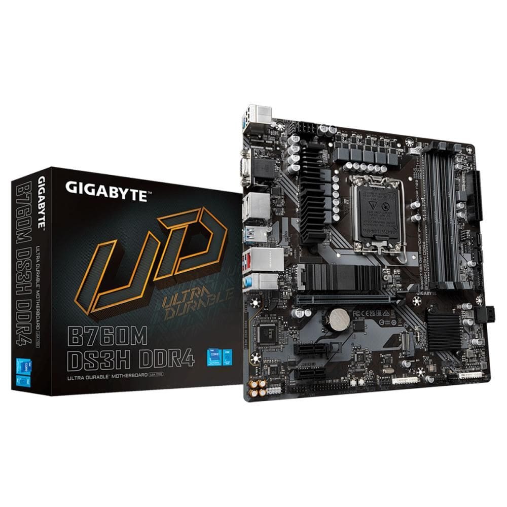 Placa Mãe Gigabyte B760M DS3H WiFi (LGA 1700 - DDR4 5333 O.C) - USB 3.2 - Slot M.2 - Micro ATX
