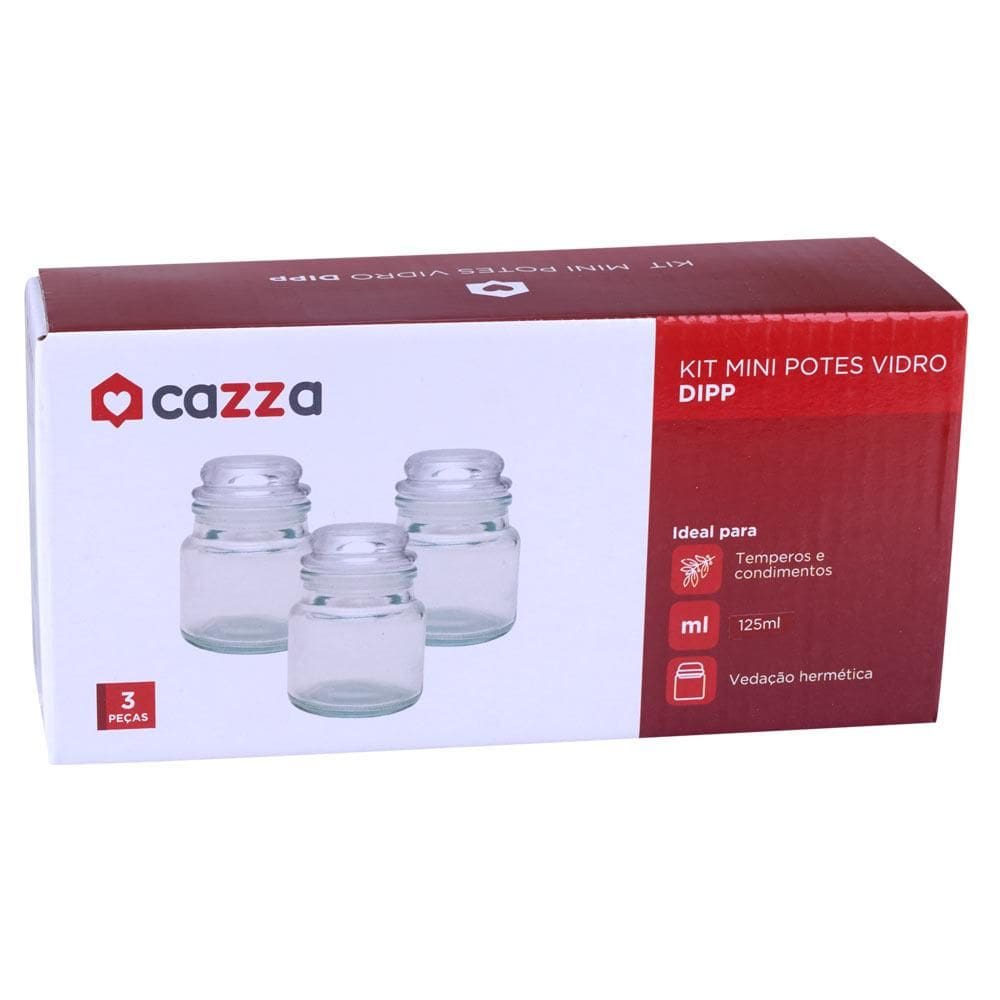 Conjunto com 3 Potes Multi Vidro 200ml Dipp Cazza