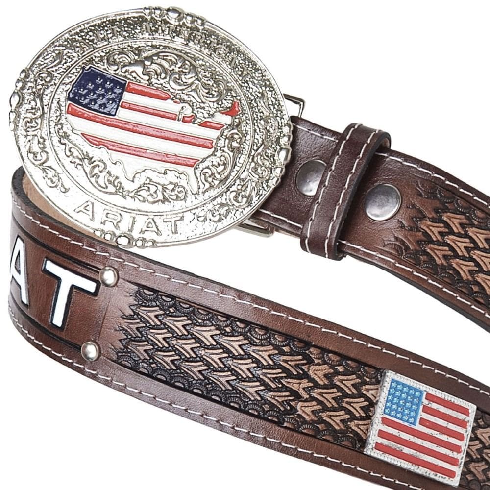 Cinto Ariat Country em Couro Artesanal Fivela Removivel Texturizado American EUA Festa Peao Rodeio